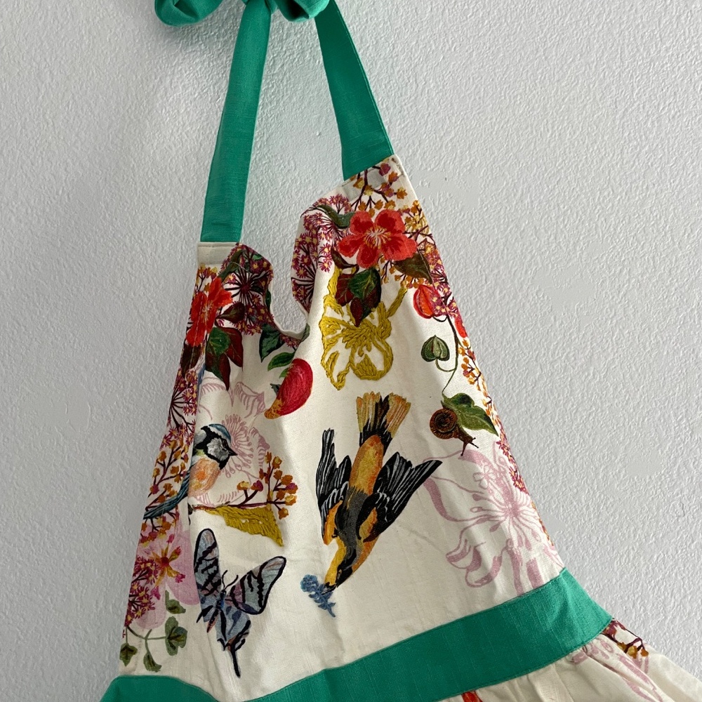 Anthropologie Nathalie Lete Embroidered Apron Woodland Animals Owl Mushrooms - Picture 5 of 10